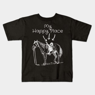 My Happy Place Horse Lover Horseback Riding Equestrian Gifts Kids T-Shirt